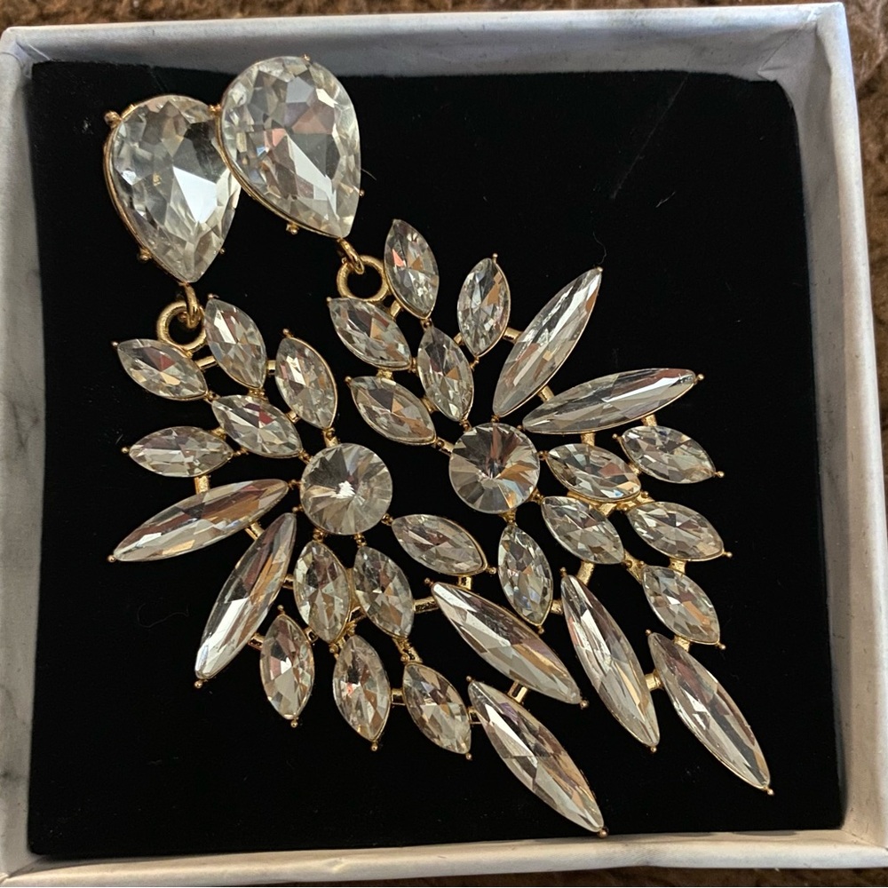 Elegant Gold and Silver Crystal Drop Earrings